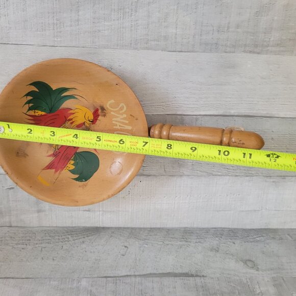 Vintage Wooden Snack Tray With Rooster Print & Hanging Handle Made In Japan - Picture 2 of 7